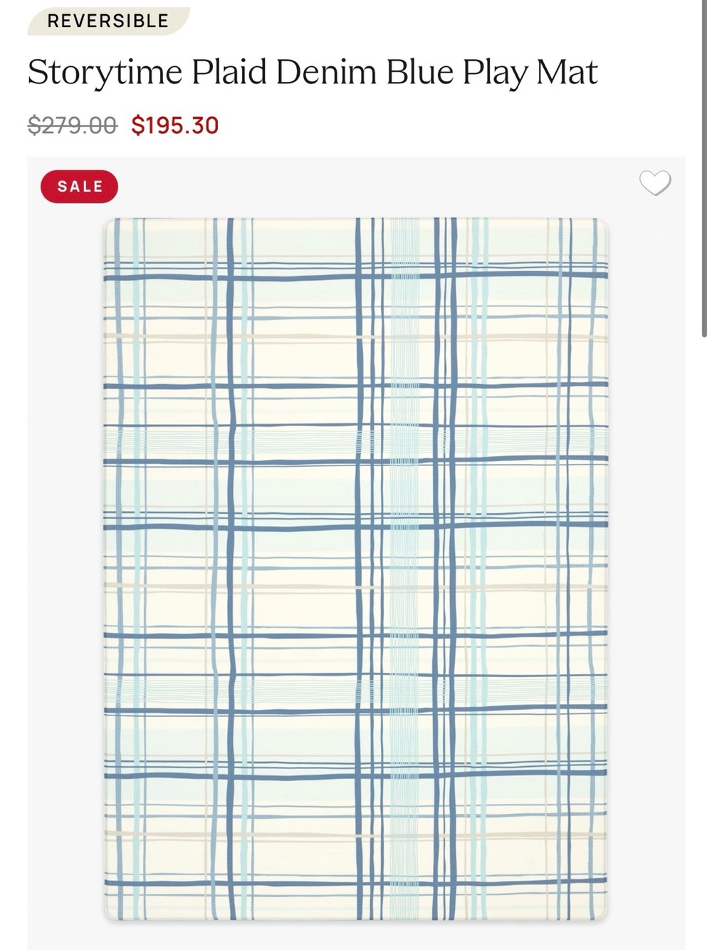 Ruggable Storytime Plaid Denim Blue Play Mat reversible